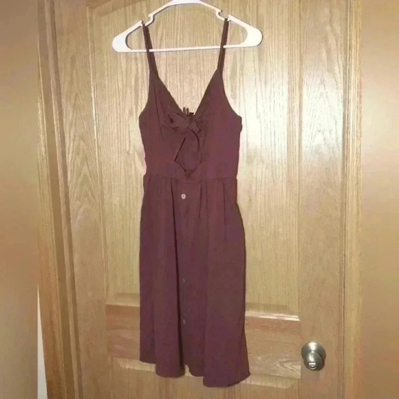 LAISHEN Dresses & Skirts - LAISHEN size small vneck tie front pockets spaghetti strap stretchy lightweight